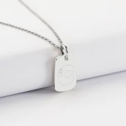 Pendentif enfant personnalisé médaille gravée argent rectangle 17x11 mm - Happybulle x Barbapapa