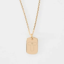 Pendentif enfant personnalisé médaille gravée plaqué or rectangle 17x11 mm - Happybulle x Barbapapa