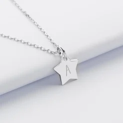 Pendentif enfant personnalisé initiale médaille gravée argent étoile 12 mm