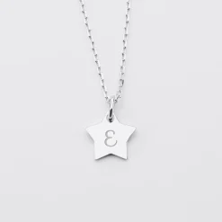 Pendentif enfant personnalisé initiale médaille gravée argent étoile 12 mm