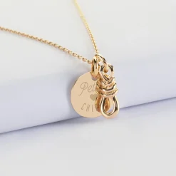 Pendentif enfant personnalisé "Le lien" et médaille gravée plaqué or 15 mm - HappyBulle x Lilylovesfashion
