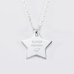 Pendentif enfant personnalisé prénom médaille gravée argent dormeuse étoile 20x20