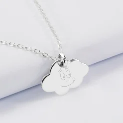 Pendentif enfant personnalisé médaille gravée argent nuage 20x14 mm - Happybulle x Barbapapa