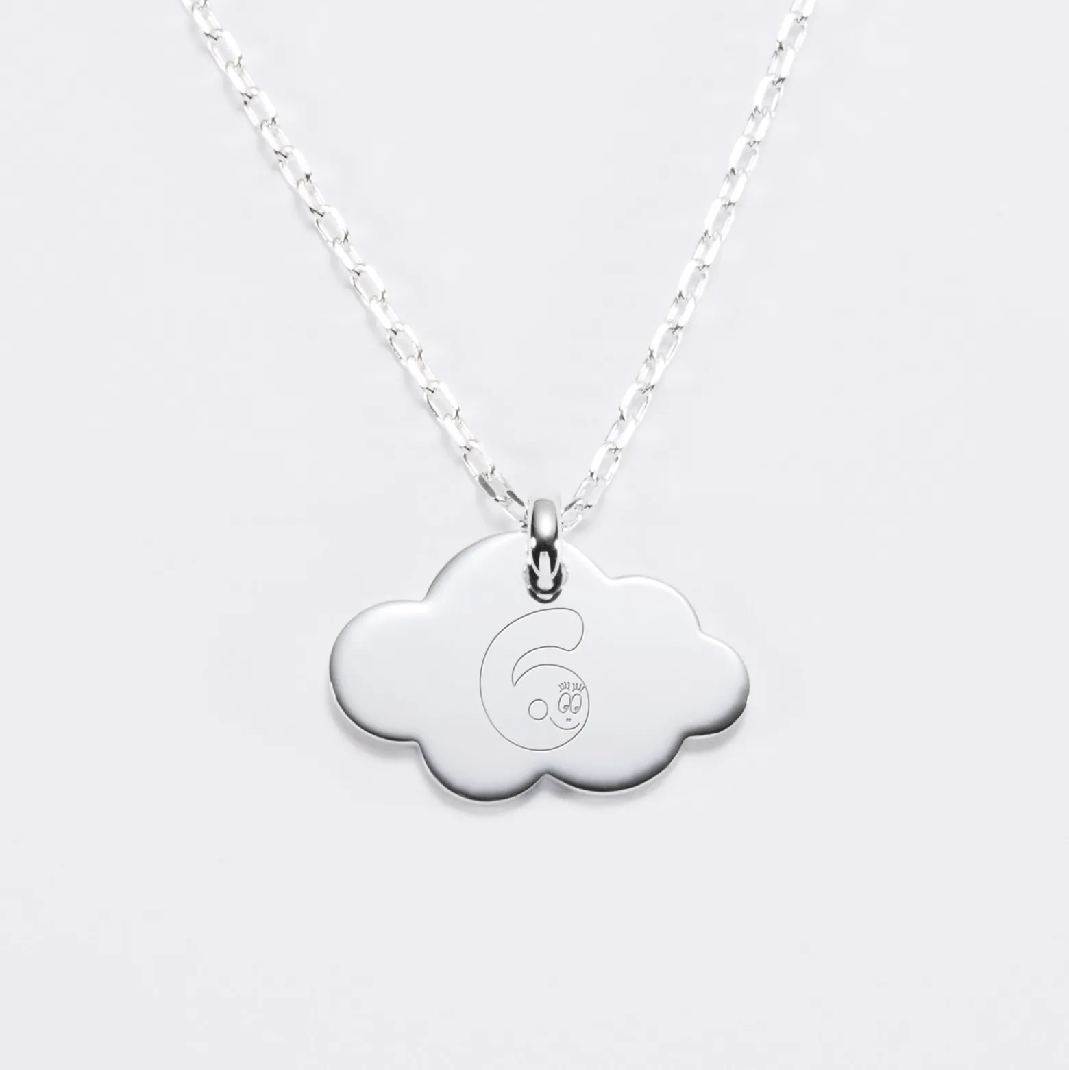 Pendentif enfant personnalisé médaille gravée argent nuage 20x14 mm - Happybulle x Barbapapa