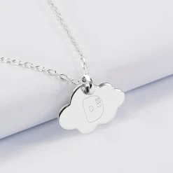 Pendentif enfant personnalisé médaille gravée argent nuage 20x14 mm - Happybulle x Barbapapa