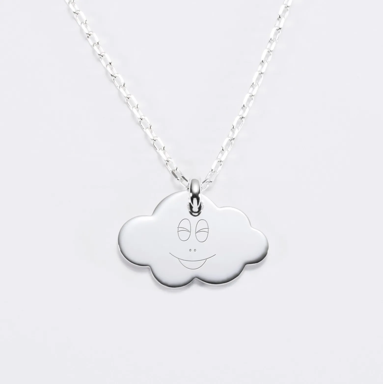 Pendentif enfant personnalisé médaille gravée argent nuage 20x14 mm - Happybulle x Barbapapa
