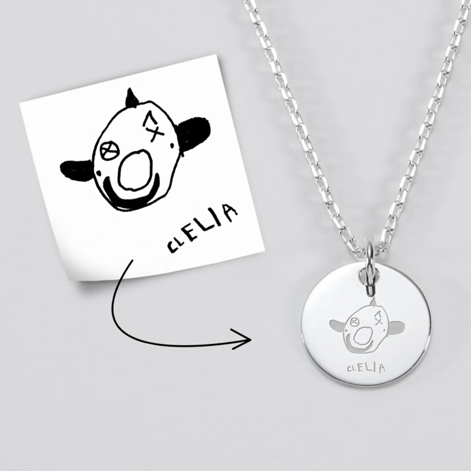 Pendentif enfant personnalisé médaille gravée argent 15 mm