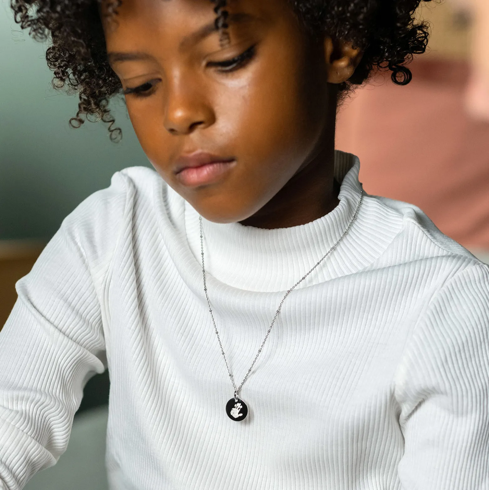 Pendentif enfant personnalisé médaille gravée argent 15 mm