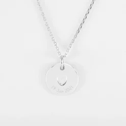 Pendentif enfant personnalisé coeur estampillé argent 15 mm - HappyBulle x Atelier Wagram