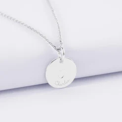 Pendentif enfant personnalisé coeur estampillé argent 15 mm - HappyBulle x Atelier Wagram