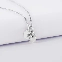 Pendentif enfant personnalisé médaille gravée argent 10 mm et breloque tortue 10 mm