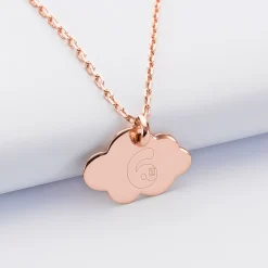 Pendentif enfant personnalisé médaille gravée plaqué or rose nuage 20x14 mm - HappyBulle x Barbapapa