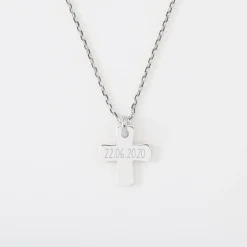 Pendentif enfant personnalisé prénom médaille gravée argent croix 15x13 mm