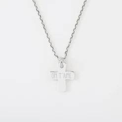 Pendentif enfant personnalisé prénom médaille gravée argent croix 15x13 mm - Nos petits imparfaits