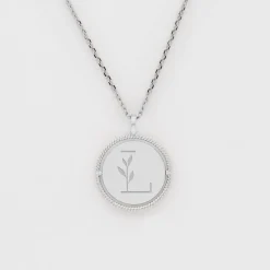 Pendentif enfant personnalisé médaille réversible contour tressé Eternelle gravée argent 18 mm - HappyBulle x Capucine