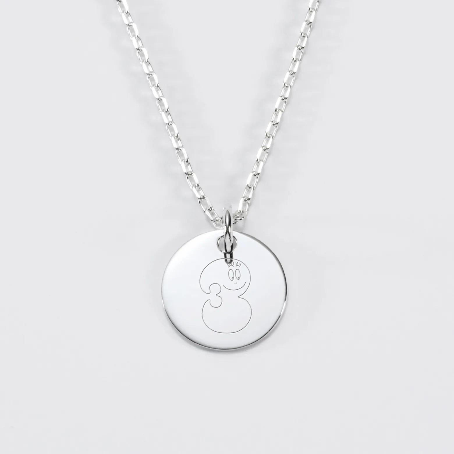 Pendentif enfant personnalisé médaille gravée argent 15 mm - Happybulle x Barbapapa