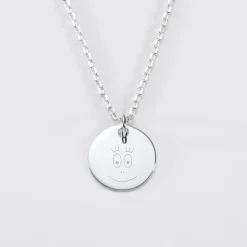 Pendentif enfant personnalisé médaille gravée argent 15 mm - Happybulle x Barbapapa