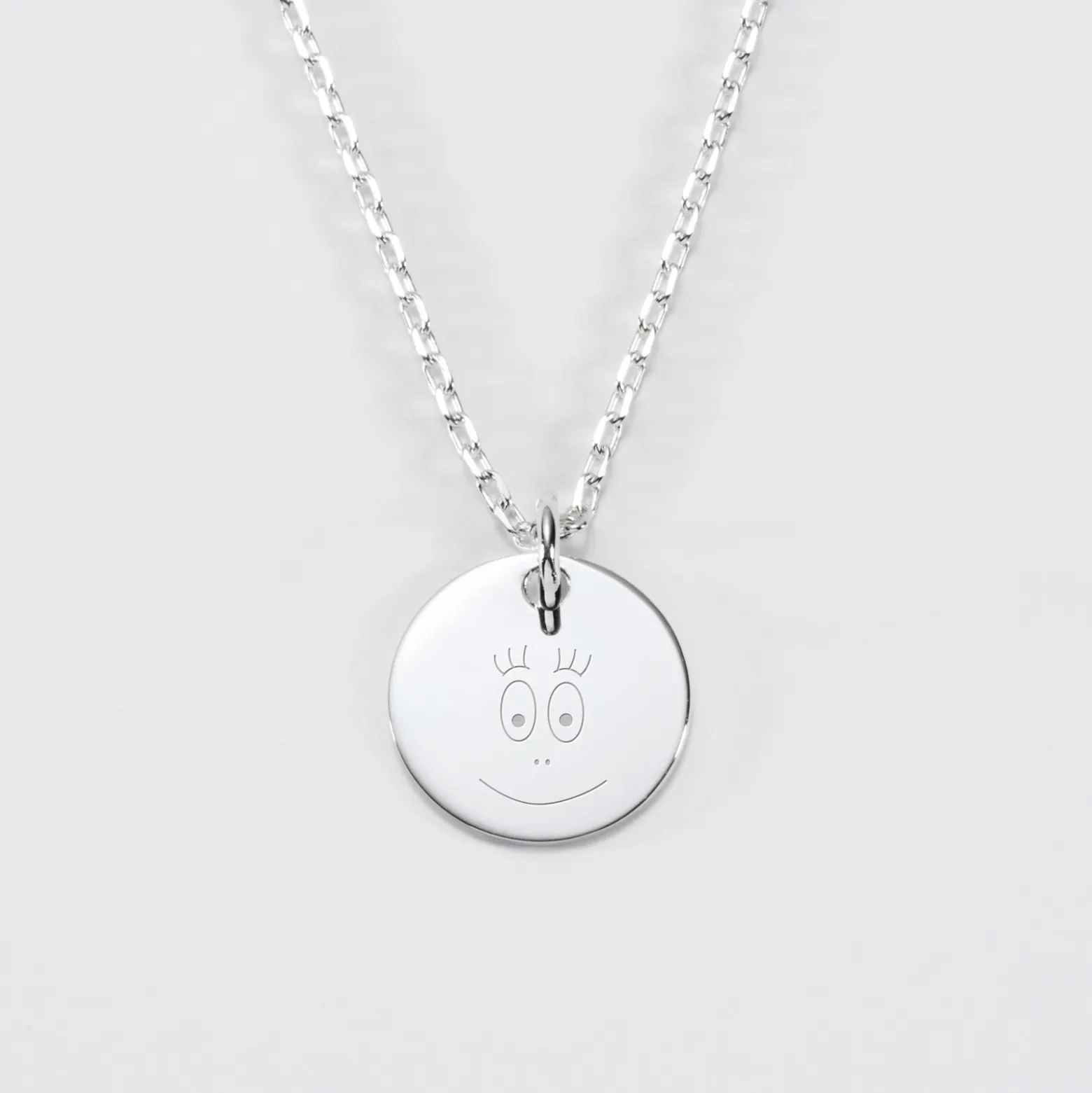 Pendentif enfant personnalisé médaille gravée argent 15 mm - Happybulle x Barbapapa