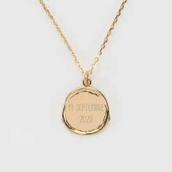 Pendentif enfant personnalisé médaille cachet gravée plaqué or 17 mm