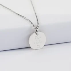 Pendentif enfant personnalisé médaille martelée gravée argent 15 mm