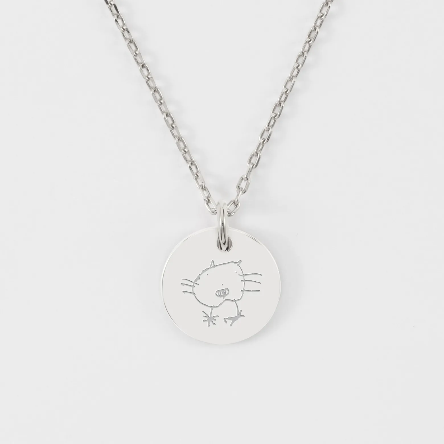 Pendentif enfant personnalisé médaille martelée gravée argent 15 mm