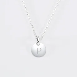 Pendentif enfant personnalisé initiale médaille gravée argent 10 mm