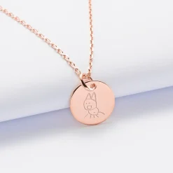 Pendentif enfant personnalisé médaille gravée plaqué or rose 15 mm