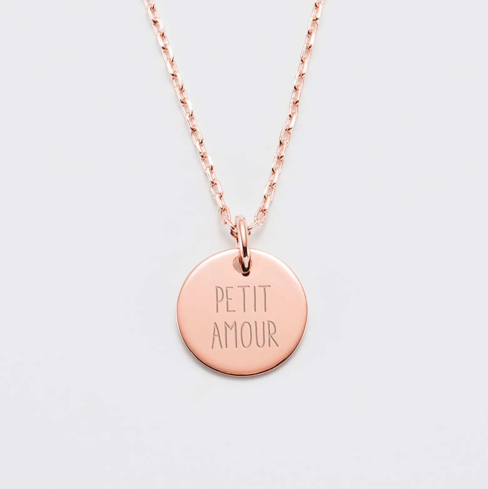 Pendentif enfant personnalisé médaille gravée plaqué or rose 15 mm