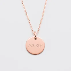 Pendentif enfant personnalisé médaille gravée plaqué or rose 15 mm