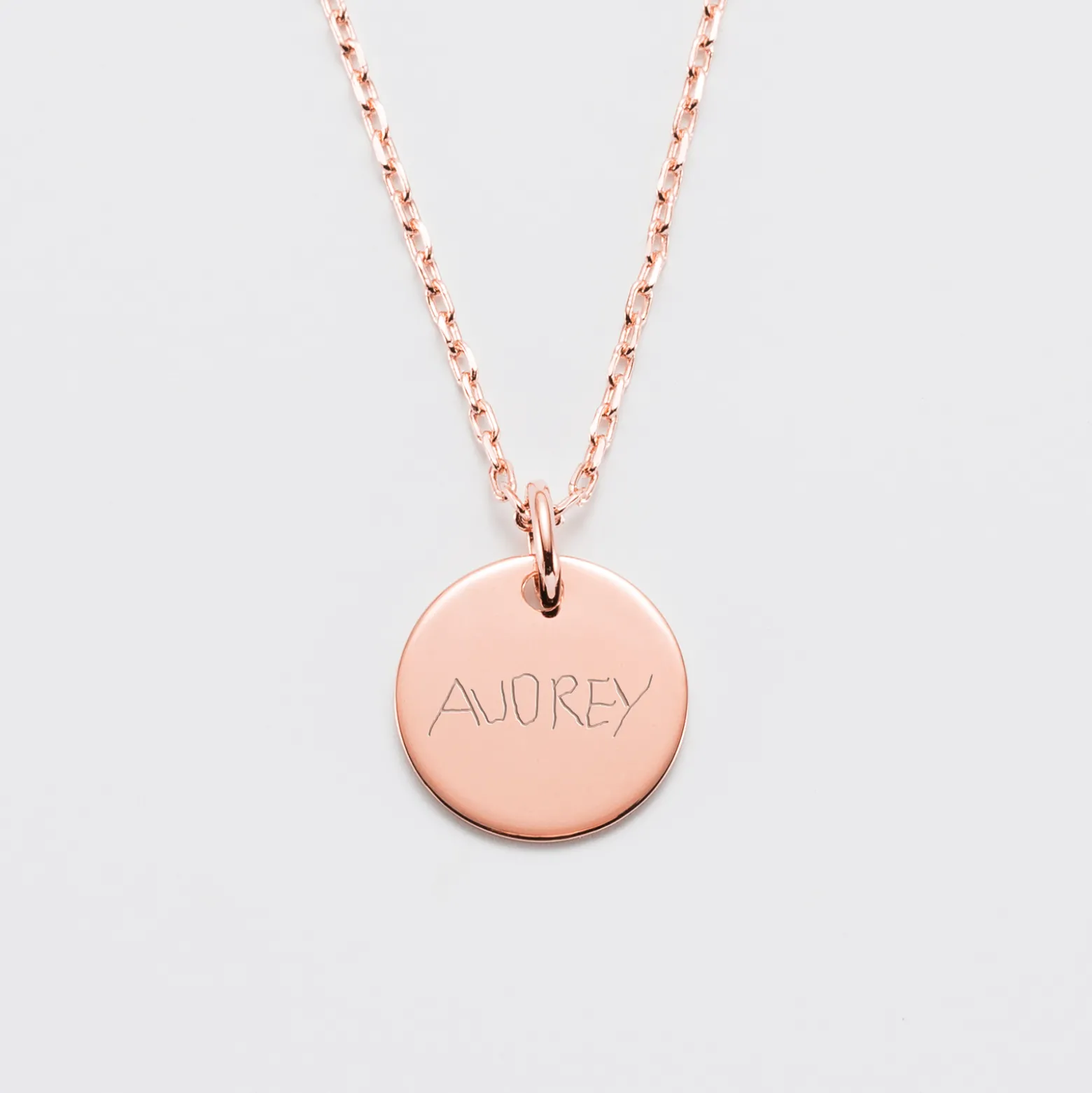 Pendentif enfant personnalisé médaille gravée plaqué or rose 15 mm