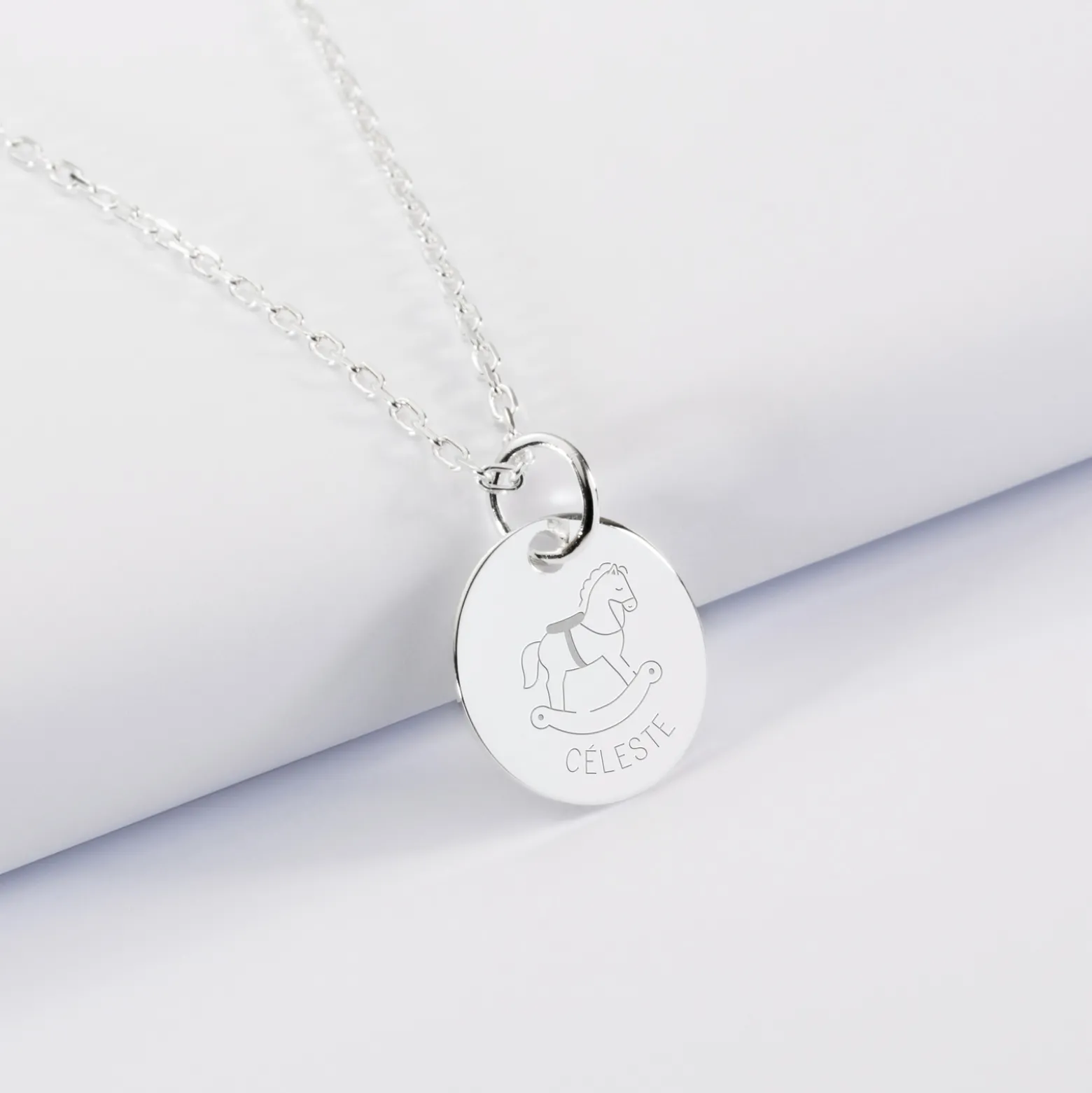 Pendentif enfant personnalisé médaille gravée argent 15 mm - Edition spéciale KIDS