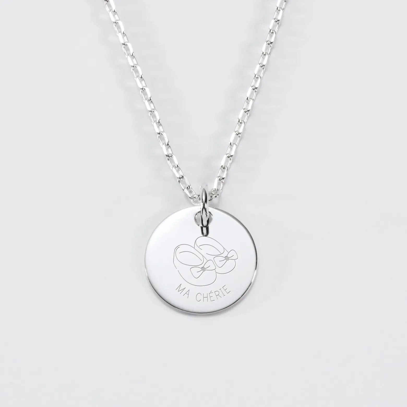 Pendentif enfant personnalisé médaille gravée argent 15 mm - Edition spéciale KIDS