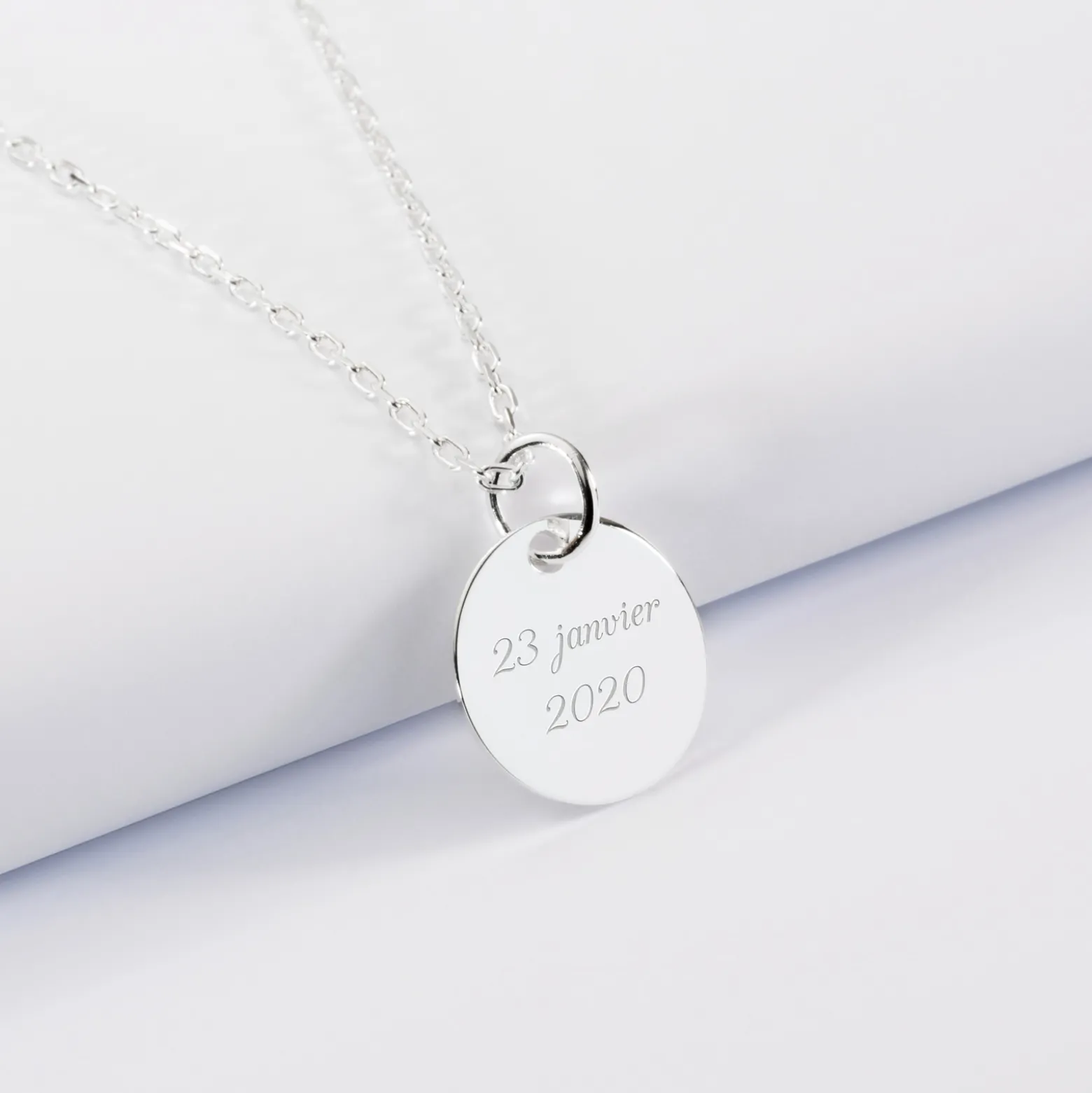 Pendentif enfant personnalisé médaille gravée argent 15 mm - Edition spéciale KIDS