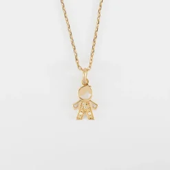 Pendentif enfant petit garçon scintillant plaqué or 12 mm