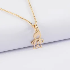 Pendentif enfant petit garçon zircon plaqué or 12 mm