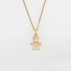 Pendentif enfant petit garçon zircon plaqué or 12 mm
