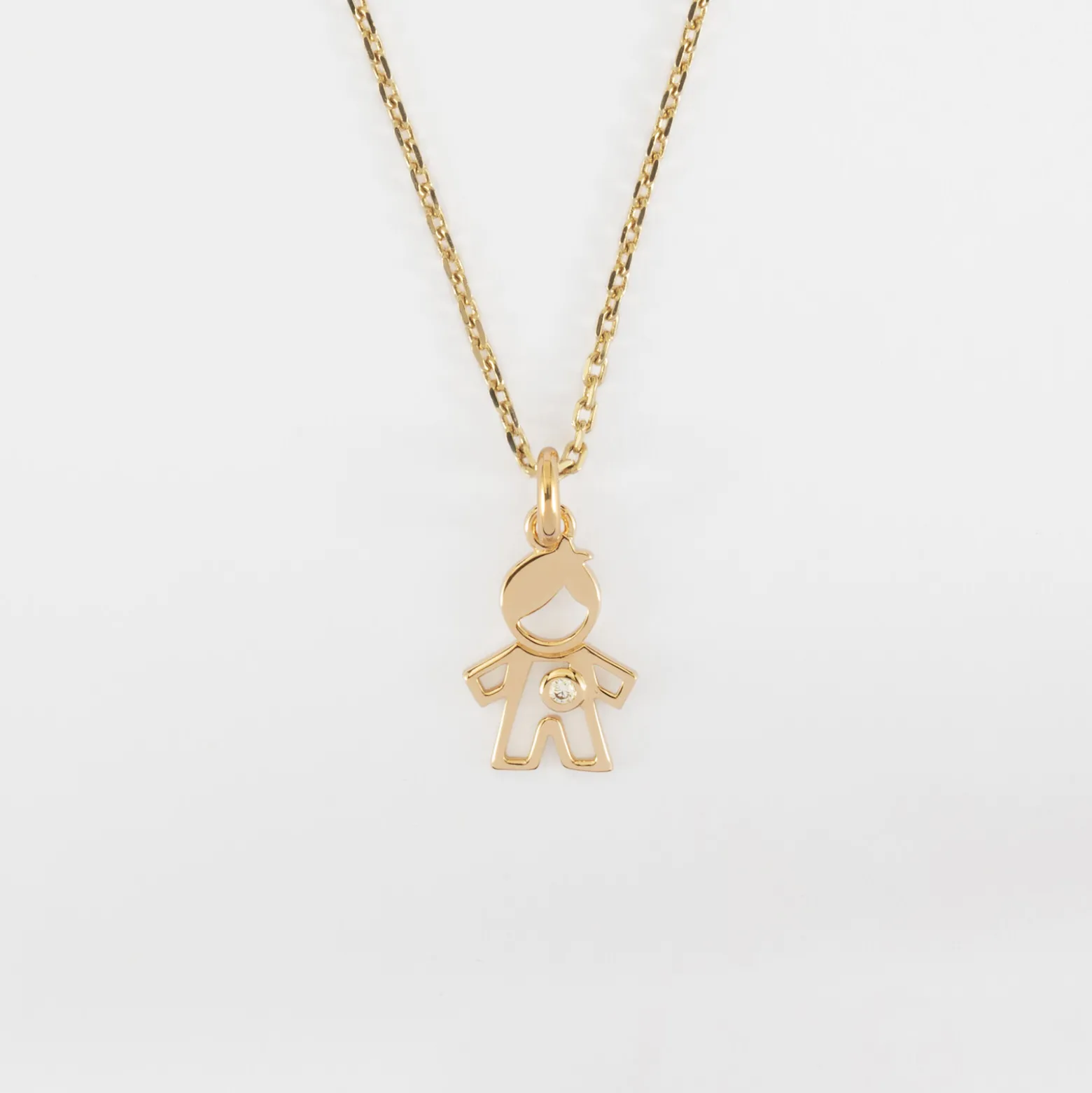 Pendentif enfant petit garçon zircon plaqué or 12 mm