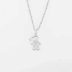 Pendentif enfant petite fille scintillante argent 12 mm
