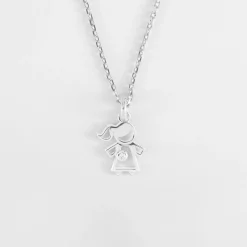 Pendentif enfant petite fille zircon argent 12 mm