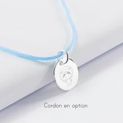 Pendentif enfant petite fille zircon argent 12 mm