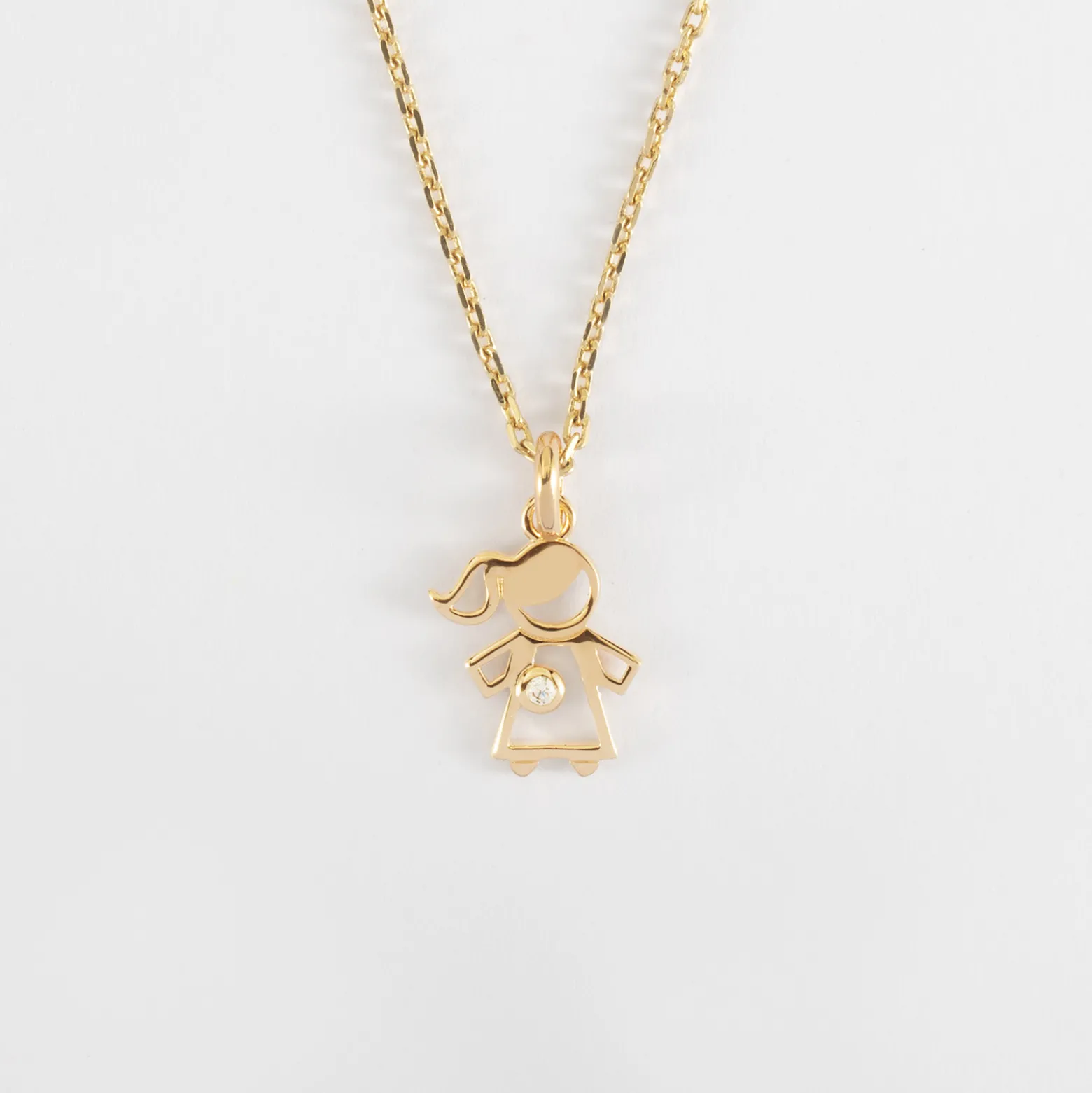 Pendentif enfant petite fille zircon plaqué or 12 mm