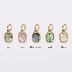 Pendentif enfant rectangle zircon plaqué or 9 mm