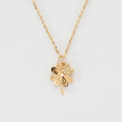 Pendentif enfant trèfle scintillant plaqué or 15 mm