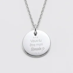 Pendentif EVG personnalisé médaille gravée acier 20 mm