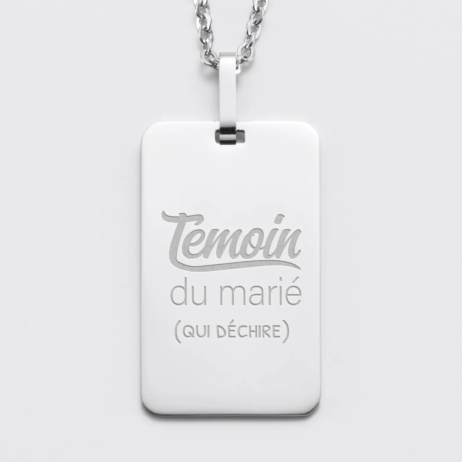 Pendentif EVG personnalisé médaille gravée acier 20x32 mm