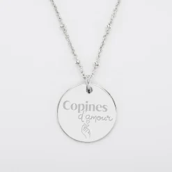 Pendentif EVJF personnalisé médaille gravée argent 19 mm