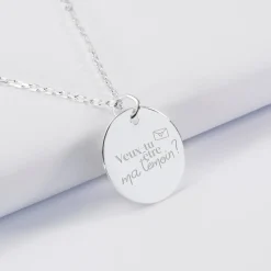 Pendentif EVJF personnalisé médaille gravée argent 19 mm