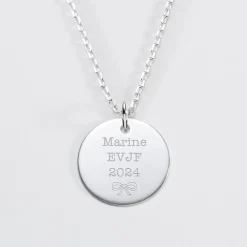 Pendentif EVJF personnalisé médaille gravée argent 19 mm