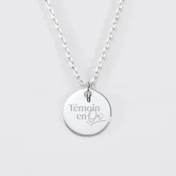 Pendentif EVJF personnalisé médaille gravée argent 15 mm