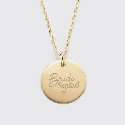 Pendentif EVJF personnalisé médaille gravée plaqué or 19 mm